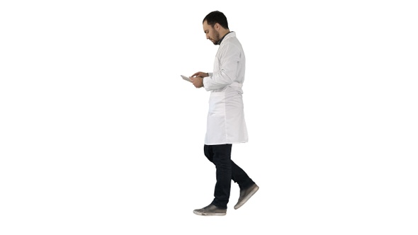 Medical Care and Healthcare Doctor Use Tablet Checking