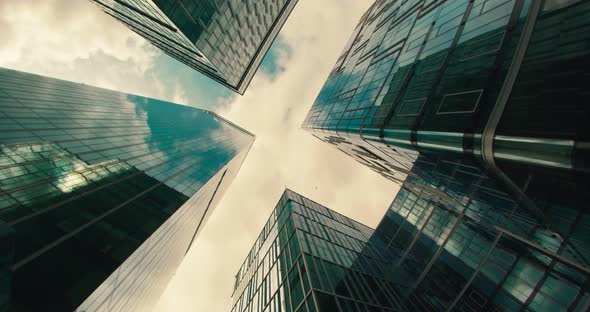 Low Angle of Tall Corporate Buildings Skyscraper in Gdansk Poland