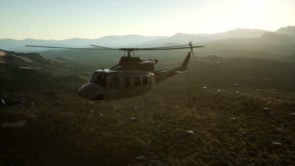 Slow Motion United States Military Helicopter in Vietnam