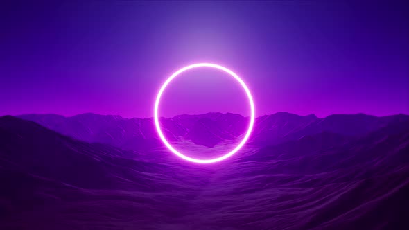 Circle Logo Frame Purple Mountain Landscape
