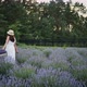 Young Happy Woman Walks in Lavander Garden Flowering Meadow Lavander Garden - VideoHive Item for Sale