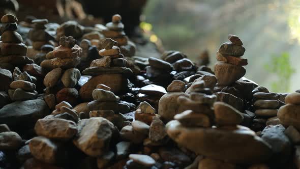 Stone Piles Balanced in Nature