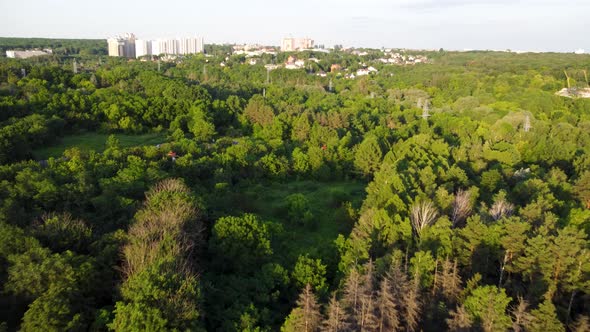 Cable car attraction aerial view, Kharkiv city