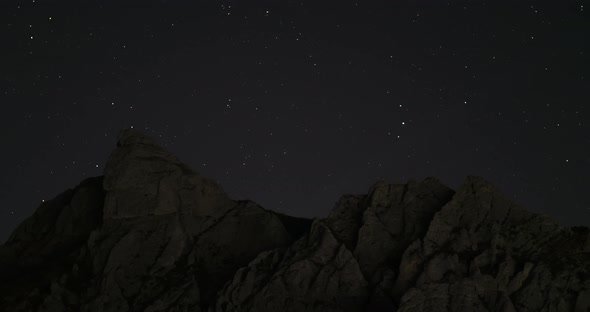 Artificial Satellites of the Earth Against the Background of the Milky Way in the Night Sky