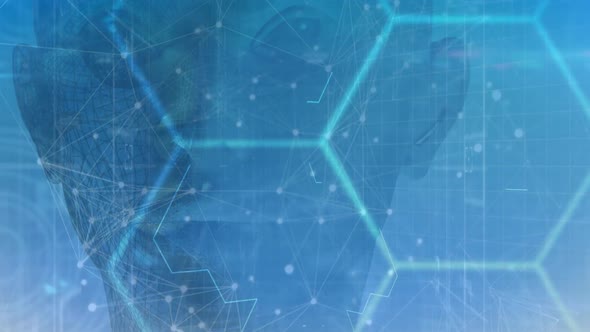 Network of connections against human face model alt