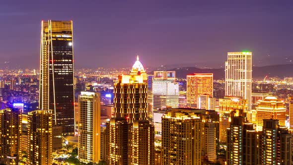 day to night time lapse of city view in Taipei, Taiwan