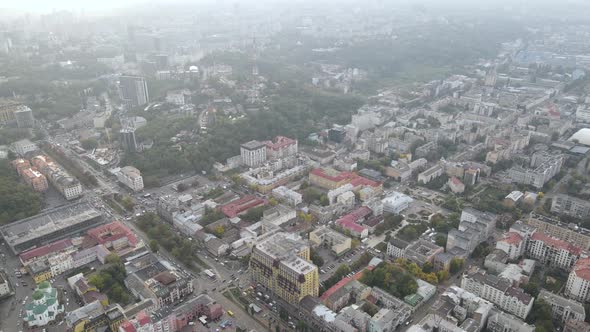 Cityscape of Kyiv, Ukraine. Aerial View, Slow Motion