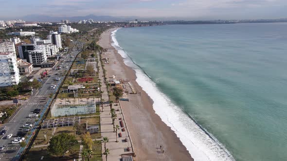 Aerial View Antalya Turkey  Resort Town Seashore