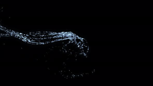 Super Slow Motion Shot of Water Splash at 1000Fps Isolated on Black Background