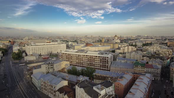 Panoramic View of the Building From the Roof of Center Moscow Timelapse, Russia