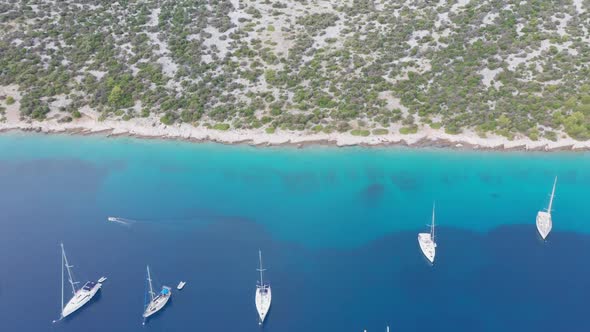 Aerial Drone Shot of Marina Bay in Adriatic Sea, Croatia