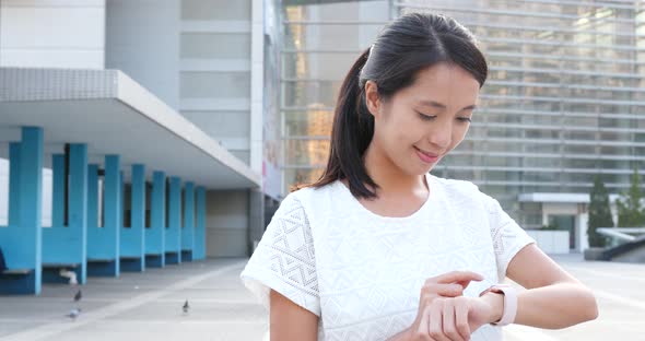 Woman use of smart watch