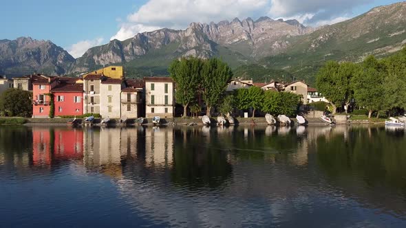 Lago di Lecco, Lecco, Orobie Alps in the background, Italy