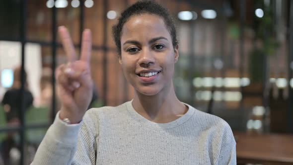Victory Sign By Successful African Woman