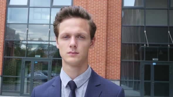 Portrait of Walking Young Businessman To Office