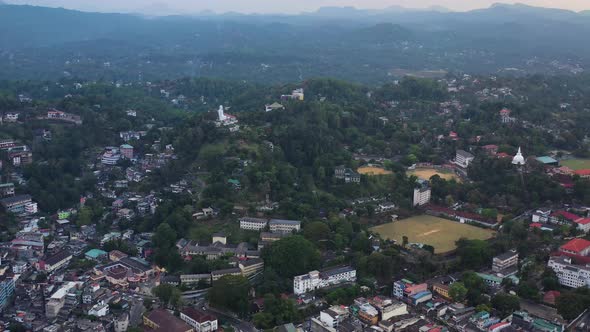 Aerial view of Kendy, a small town in Sri Lanka