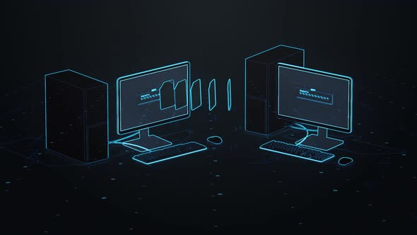 Files or data transferring process between two PCs. Backup, sharing files.