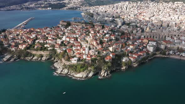 Panoramic view - the city of Kavala, Greece