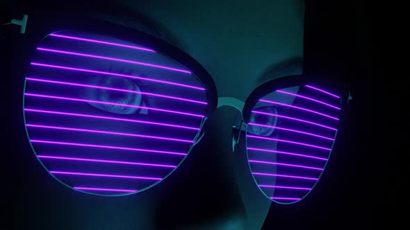 Shimmering Neon Glasses On A Beautiful Girl 02