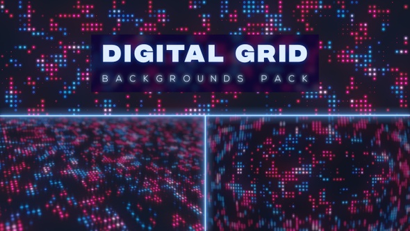 Digital Glowing Grid Backgrounds Pack