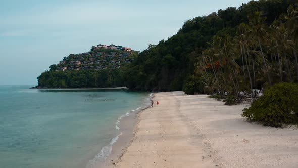 Island Beach and Yacht Aerial View in Phuket, Thailand