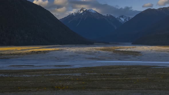 View of Southern Alps timelapse