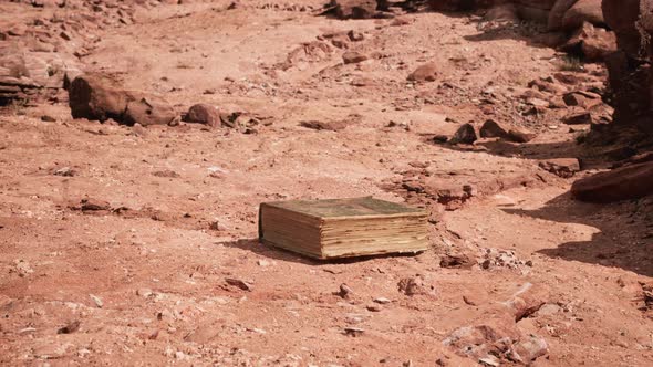 Old Book in Red Rock Desert