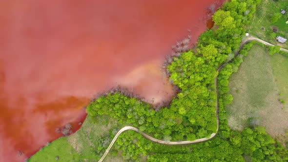 Aerial View of a Big Mining Waste Decanting Lake