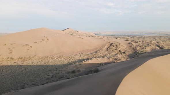 Aerial of Sand Dunes in Altyn Emel National Park in Kazakhstan