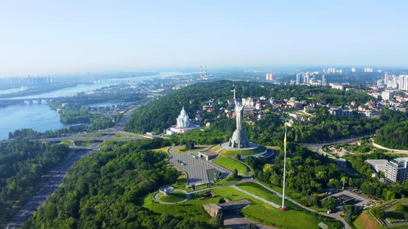 Aerial View of the Mother Motherland Monument in Kiev