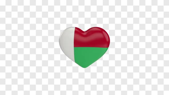 Madagascar Flag on a Rotating 3D Heart