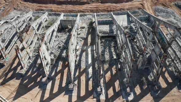 AERIAL: Remnant of National Stadium in Vilnius on Sunny Day