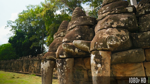Ancient Terrace Of The Elephants in Angkor Thom, Siem Reap, Cambodia