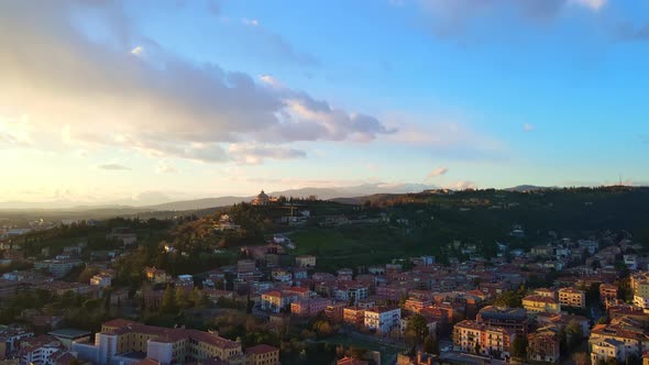 Fliyng over Verona at sunset