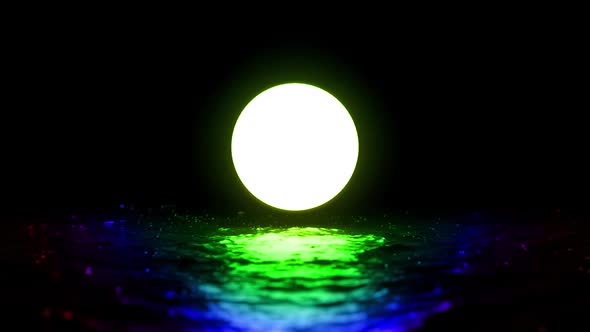 Animation A White Ball Falling On The Water Gives Colored Highlights