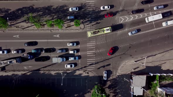 Drone's Eye View - Directly Above View of Rush Hour Traffic