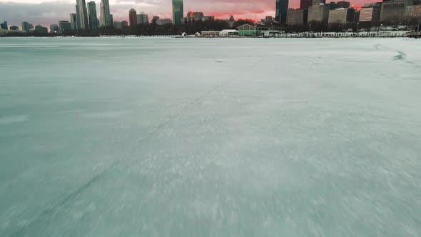 sunset lake michigan reavealing chicago