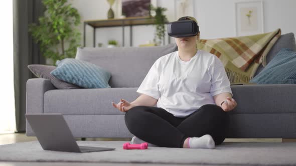 Woman Meditating in VR Glasses