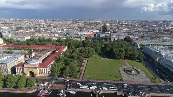 Flight Over the Neva River, St. Petersburg, Russia