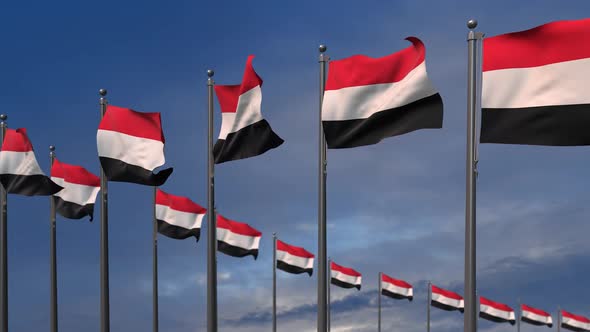 The Yemen Flags Waving In The Wind  2K