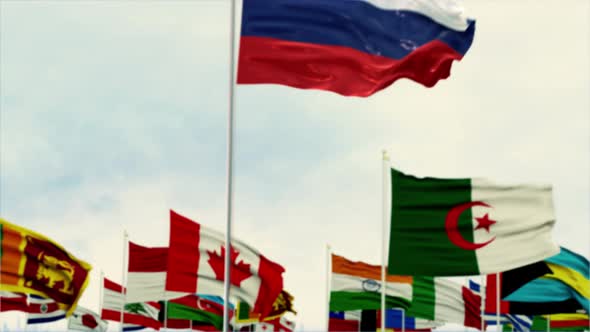 Slovene Flag With World Globe Flags Morning Shot alt
