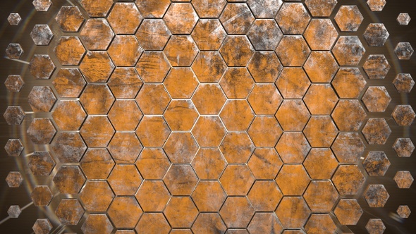 Orange Painted Steel Scratched Hexagons Radial Transitions Pack