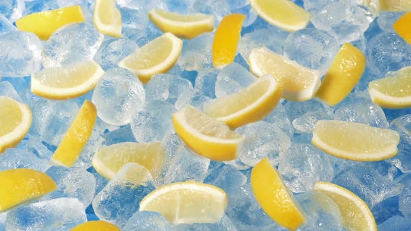 Ice And Lemon Slices Moving Shot