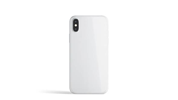 Blank white phone with glossy case, isolated