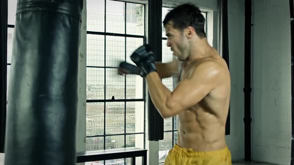 Athletic Male Boxing Slow Motion