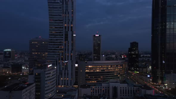 Slider of Modern Downtown Buildings in City in Evening