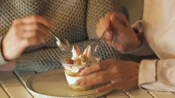 Women Eating Dessert Together, Excess Calories in Junk Food, Risk of Overweight