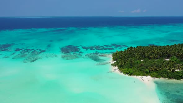 Aerial top view landscape of paradise sea view beach adventure by blue lagoon with white sand backgr