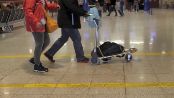 People with Suitcases in Airport Terminal Railway Station Adult Senior Young People Tourist