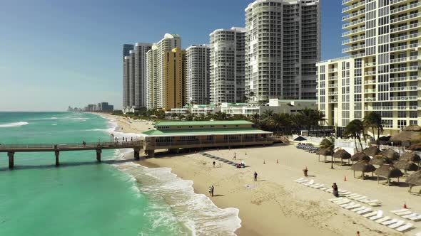 Sunny Isles Beach fishing pier aerial video